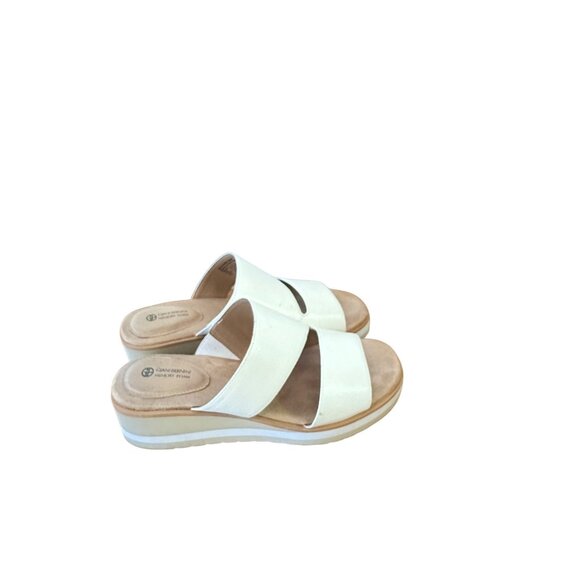 Gianni Bernini Size 7 Women’s Memory Foam Slip Wedge Heel Sandal White - Picture 9 of 14